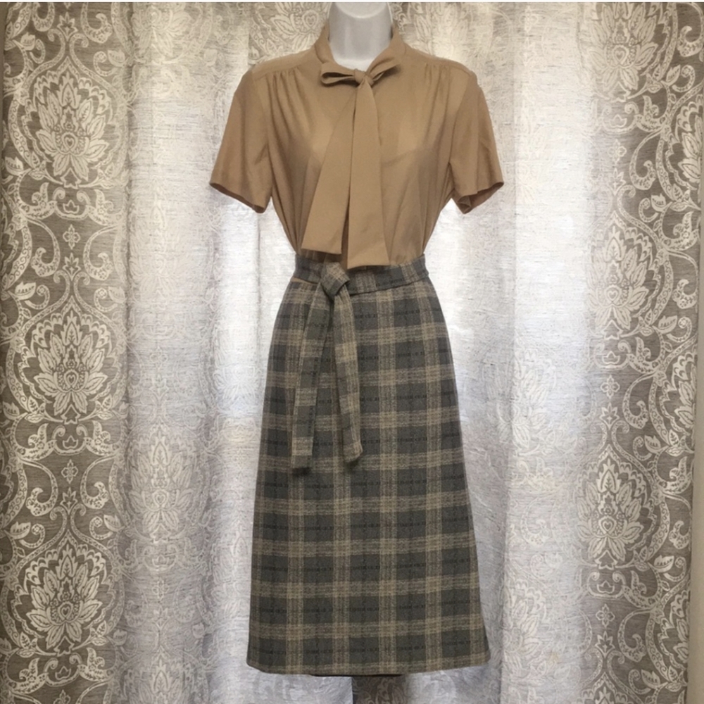 Vintage Plaid Twofer Shift Dress